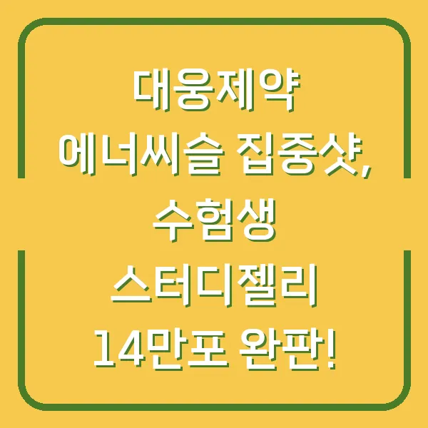대웅제약 에너씨슬 집중샷, 수험생 스터디젤리 14만포 완판!
