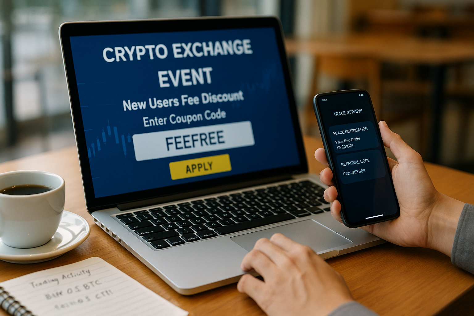 암호화폐 거래소 이벤트 쿠폰 코드 입력중인 투자자