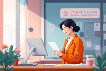 주민센터에서 차상위계층 신청하는 모습