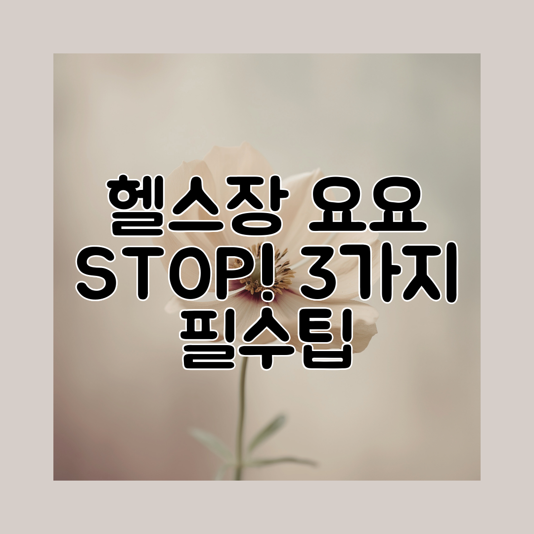 헬스장 요요 STOP! 3가지 필수팁