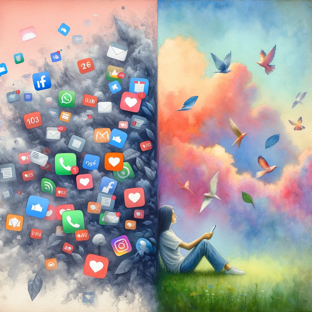 Depicting digital minimalism by contrasting smartphone notification