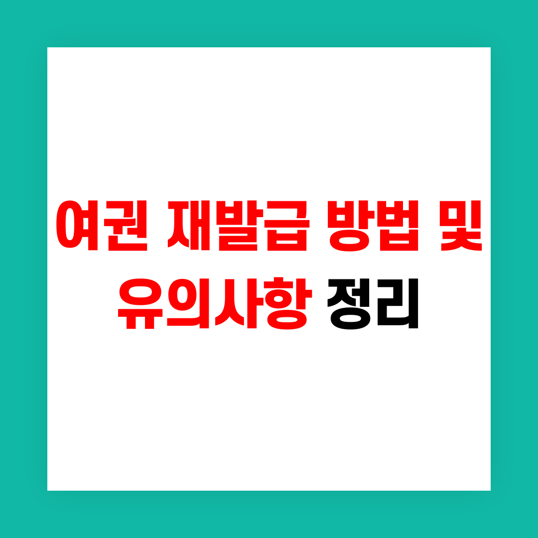 여권 재발급 방법 및 유의사항 썸네일