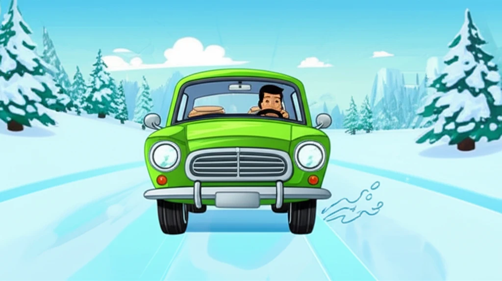 미끄러운 빙판길 운전 서행과 충분한 ..