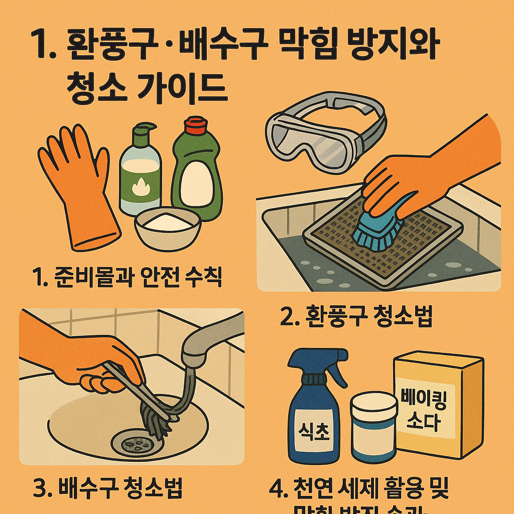 환풍구&middot;배수구 막힘 완벽 방지와 청소 비법