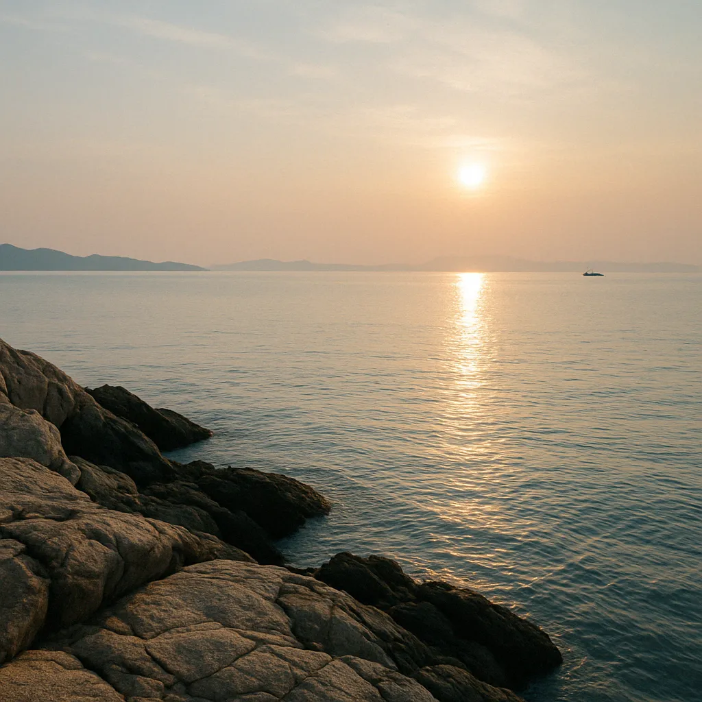 강화도 갯바위와 바다 풍경