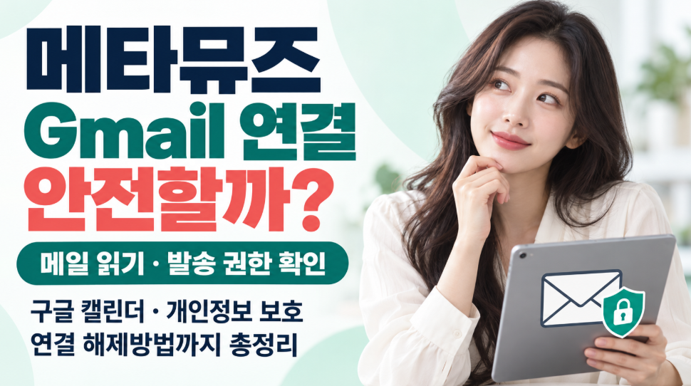 메타뮤즈 Gmail 연결해도 안전할까?|메일 읽기·발송 권한·구글 캘린더 연동·개인정보 보호·연결 해제방법