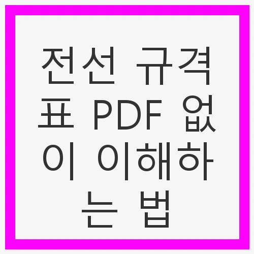 전선 규격표 PDF 없이 이해하는 법