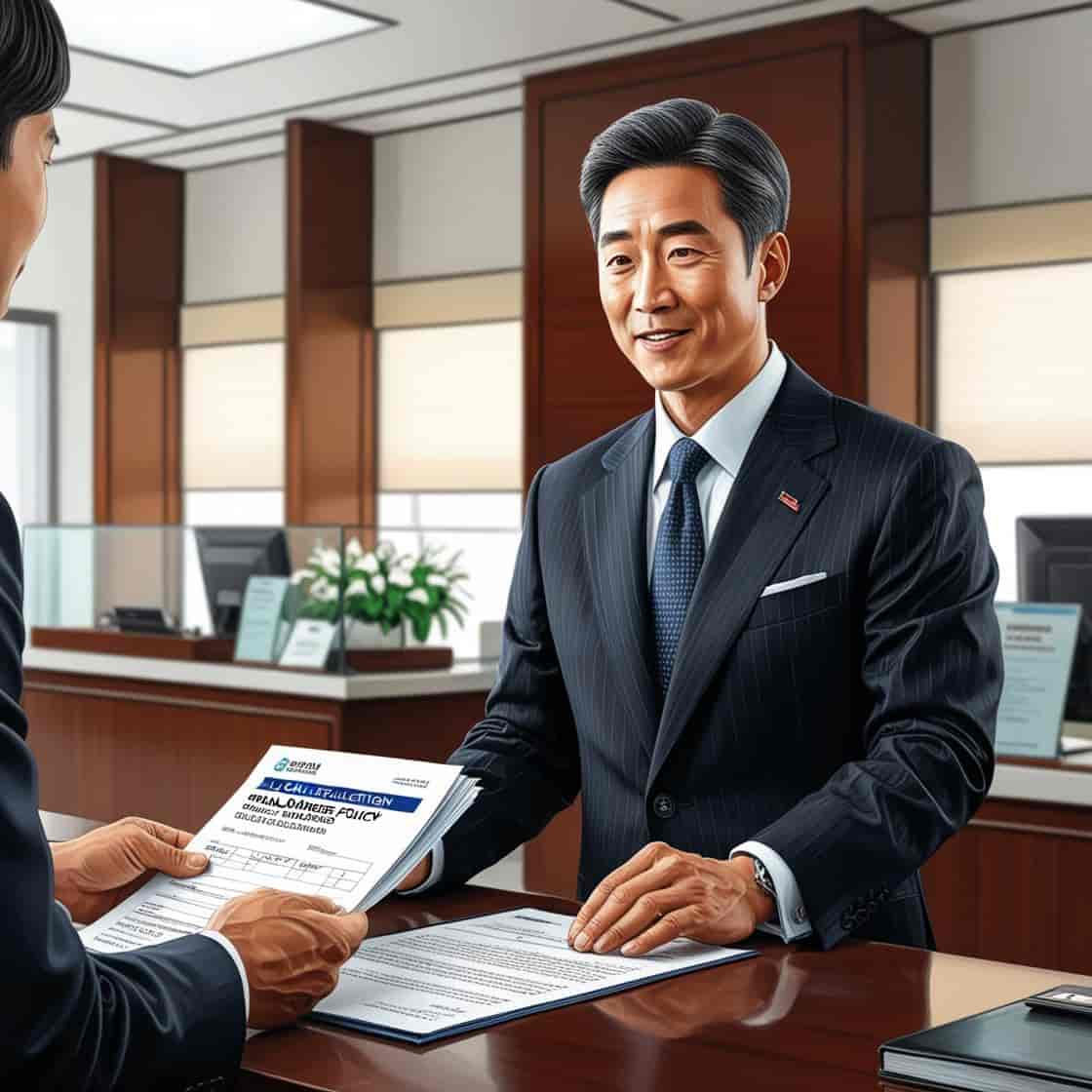 중소기업 정책자금 신청서를 제출하는 한국 사업가