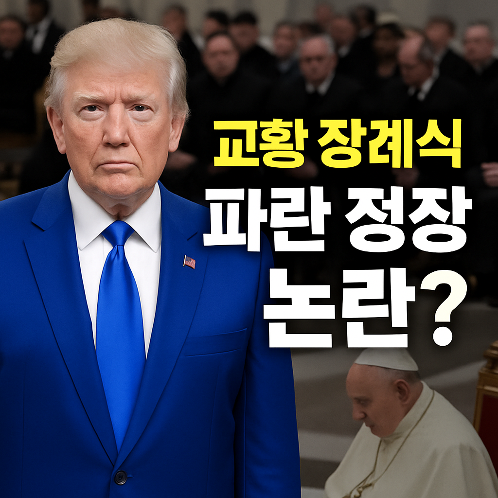 교황 장례식에서 파란 정작 사진