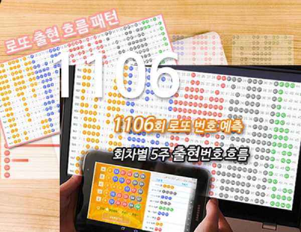 로또 당첨 번호 1106회 조합 5개 1등 번호 일치