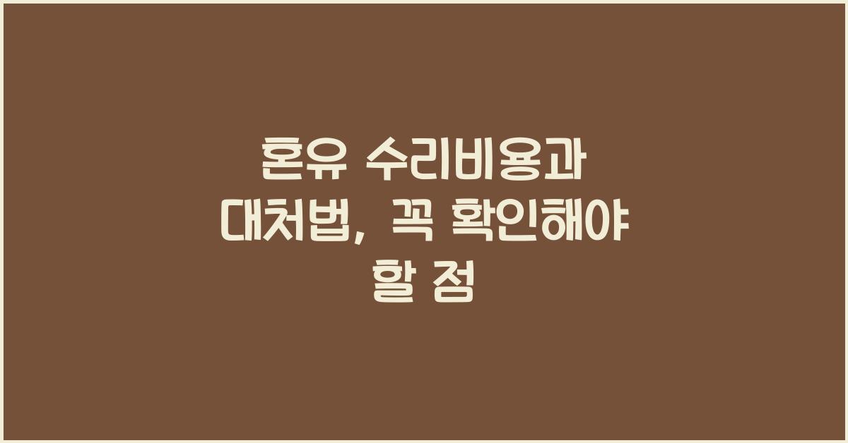 혼유 수리비용