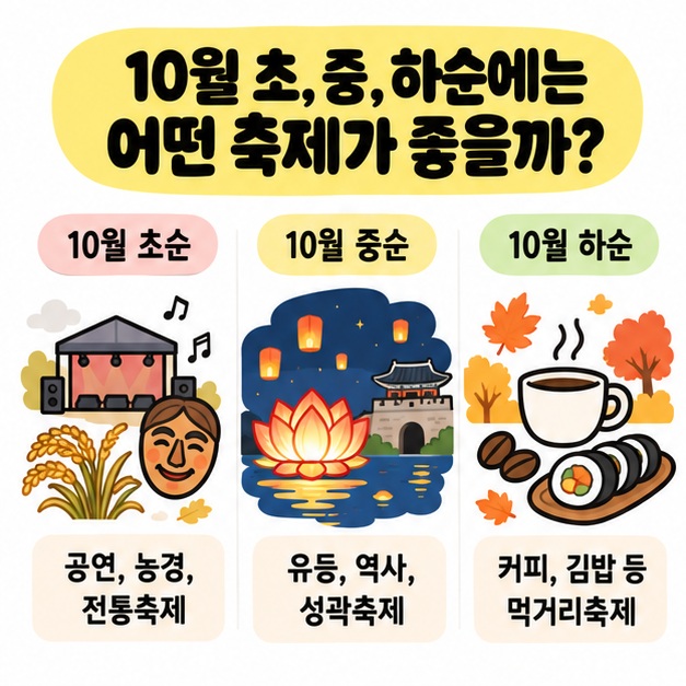 공연형, 야간형, 역사형, 먹거리형 축제를 비교한 그림