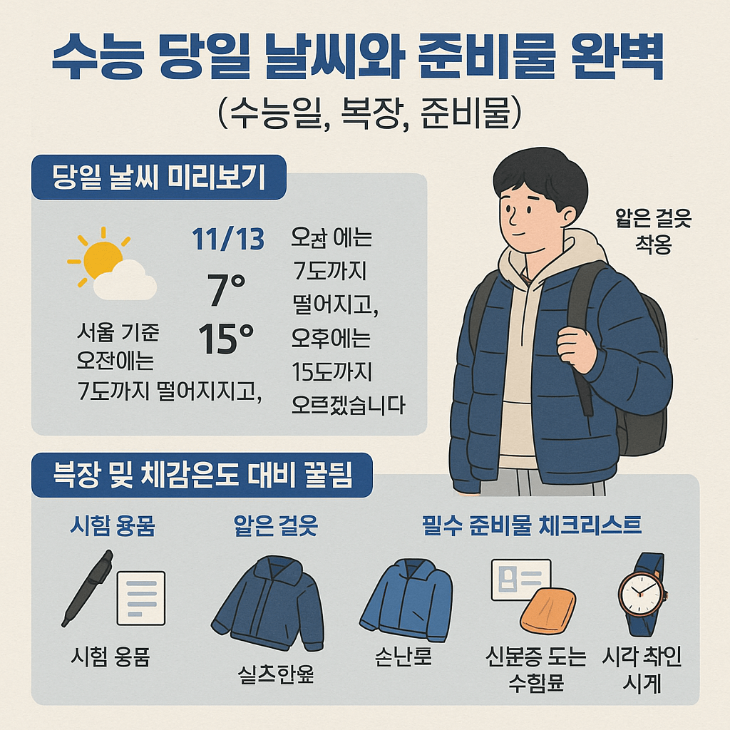 수능 날씨와 준비물