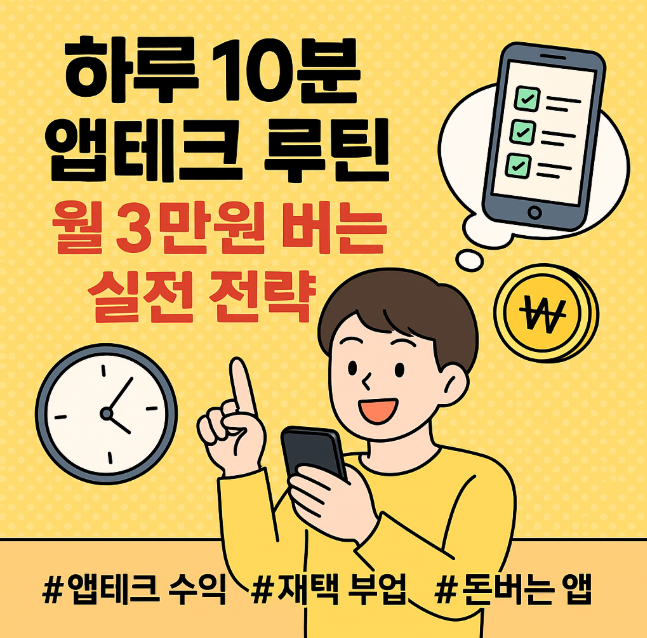 하루 10분 앱테크 루틴 &ndash; 월 3만 원 버는 실전 전략 (앱테크 수익, 재택 부업, 돈버는 앱)