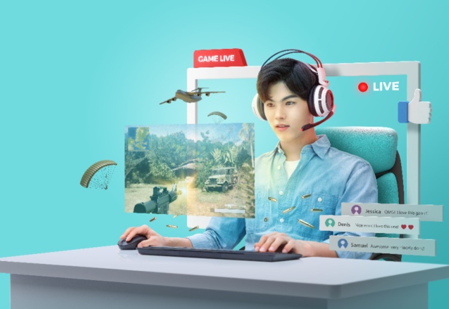 라이브 게임을 하는 남자