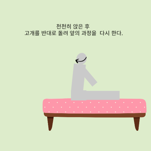 이석증 진단_침대위에 다시 앉은 사람