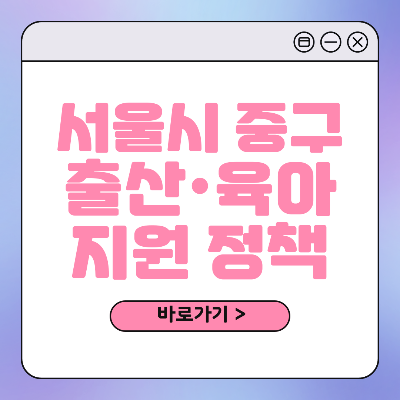 서울시 중구 출산 육아 혜택