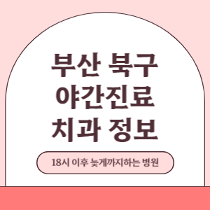 부산 북구 야간진료 치과 병원 (18시 이후 늦게까지하는 병원)