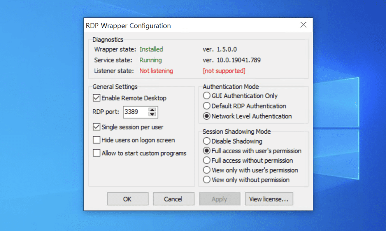 alt="RDP Wrapper 설정 "