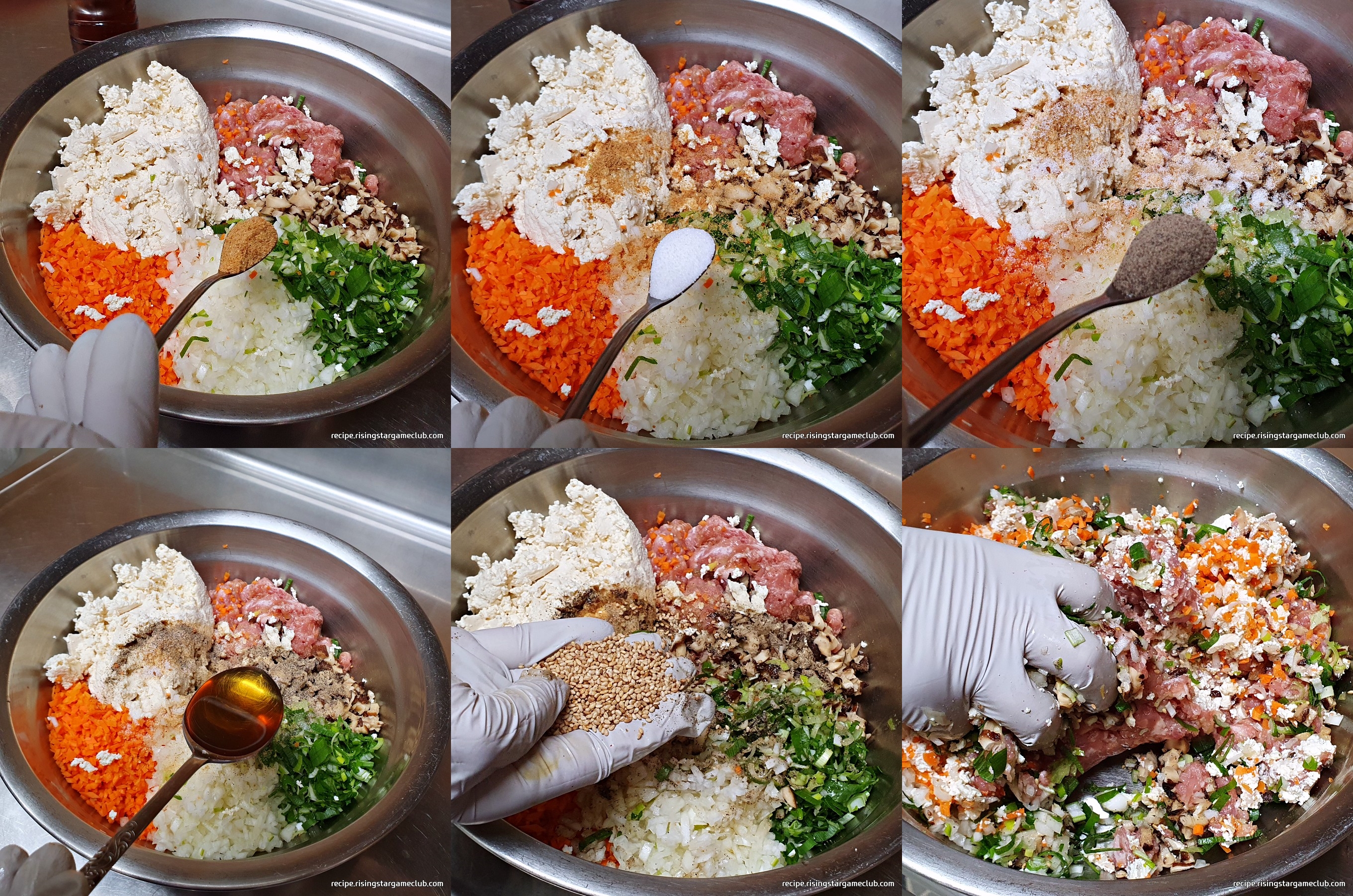 맛있는 동그랑땡 만들기에 들어갈 반죽을 만드는 사진