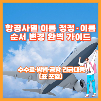 항공사별 이름 정정·이름 순서 변경 완벽 가이드 ❘ 수수료·방법·공항 긴급대응(표 포함)