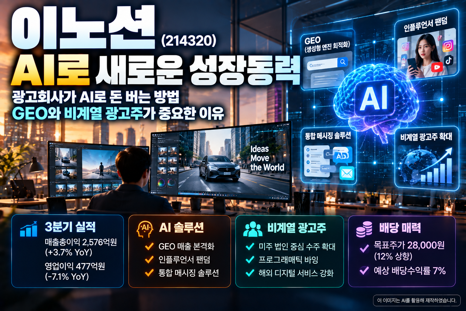 이노션 AI 솔루션과 GEO&middot;비계열 광고주 확대를 통한 새로운 성장동력 전망