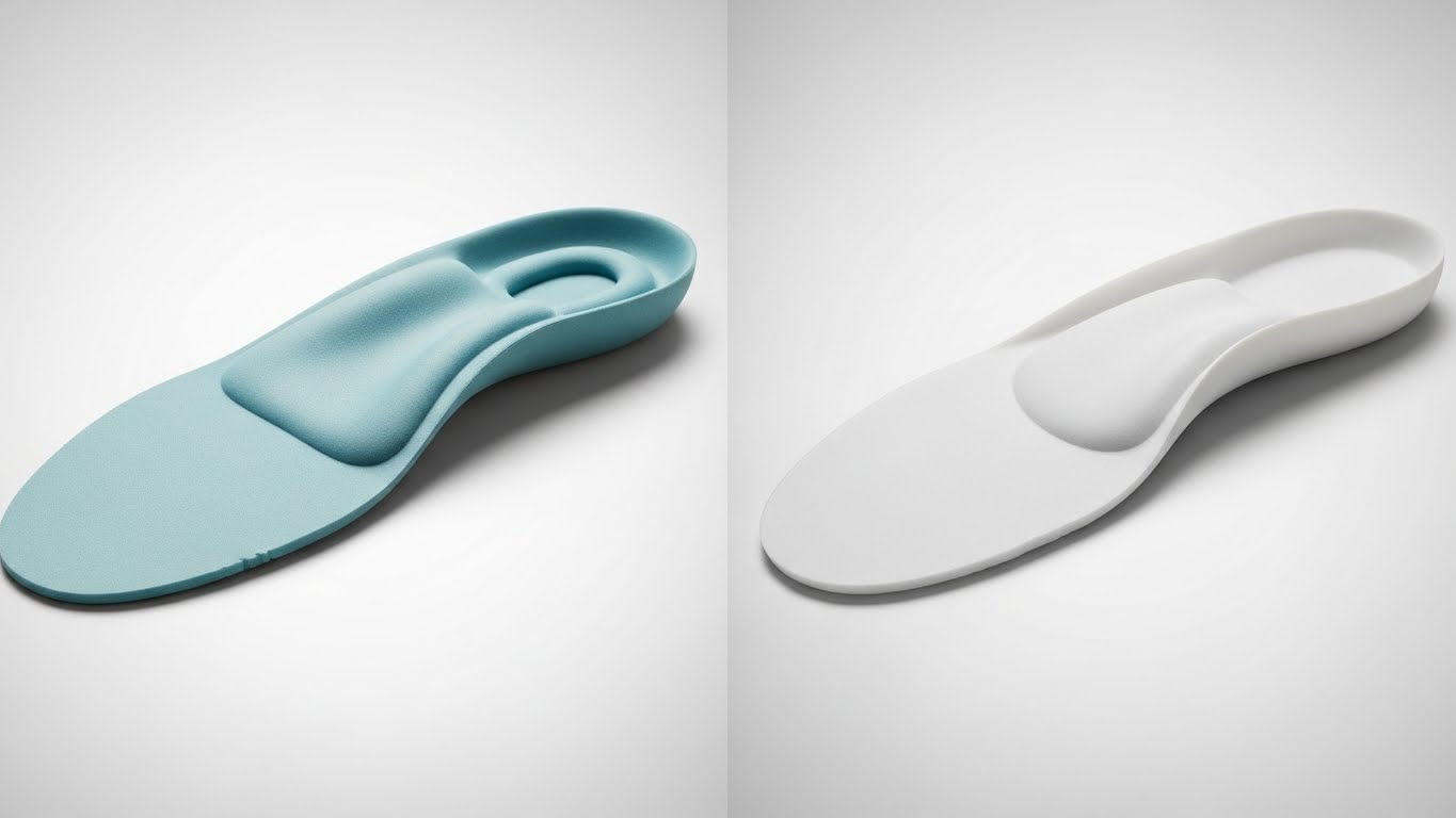 의료용 기능성 인솔과 일반 실리콘 깔창의 아치 지지력 비교표