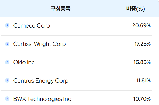 두자리수 비중 구성 종목 5개
