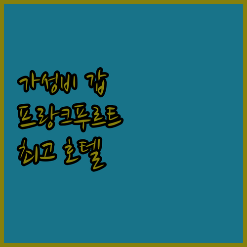 가성비 갑 프랑크푸르트 호텔 추천 최..