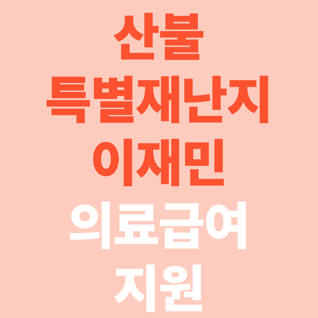 산불 특별재난지역(경북·경남·울산) 이재민에게 의료급여 지원!