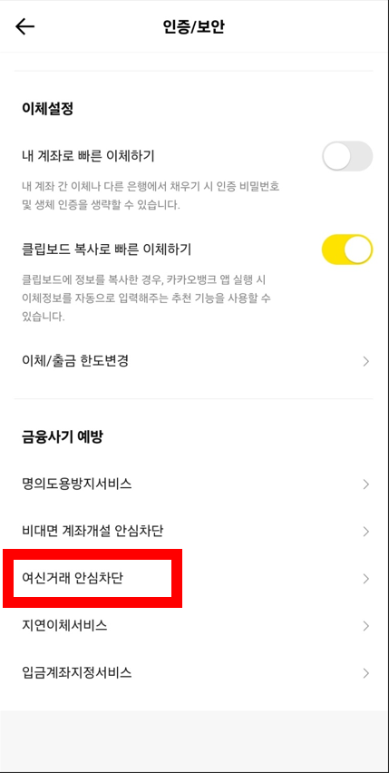 여신거래 안심차단 서비스