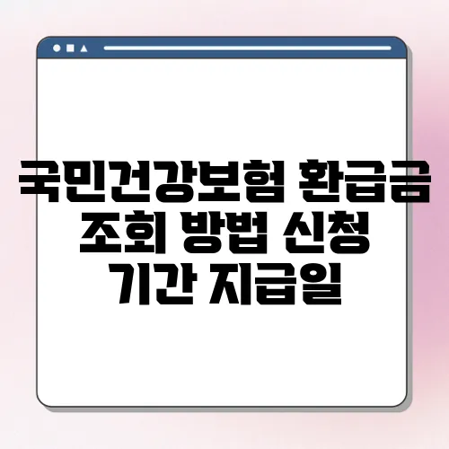 국민건강보험 환급금 조회 방법 신청 기간 지급일