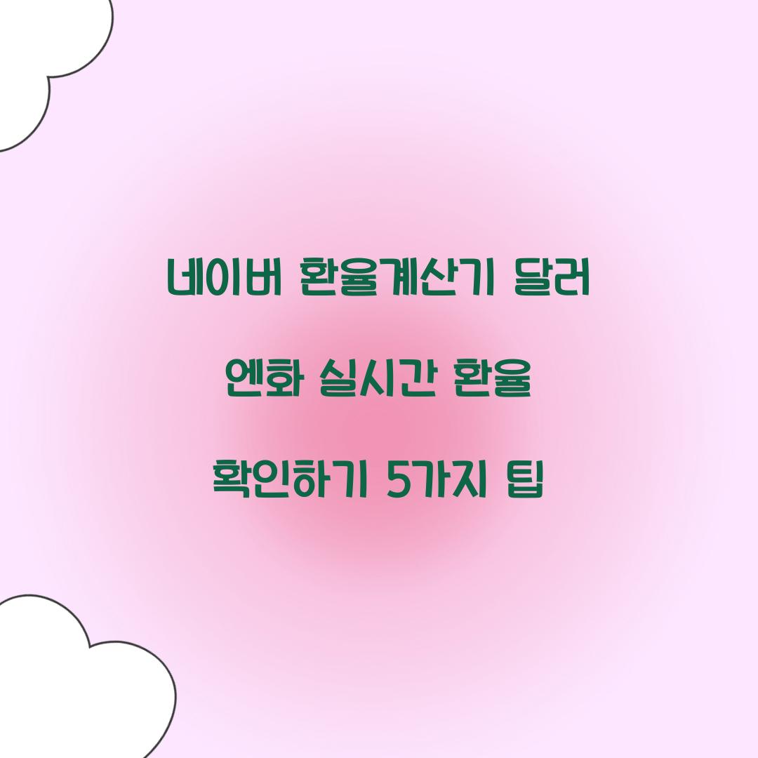 네이버 환율계산기 달러 엔화 실시간 환율