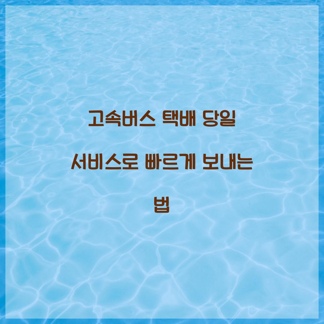 고속버스 택배 당일 서비스