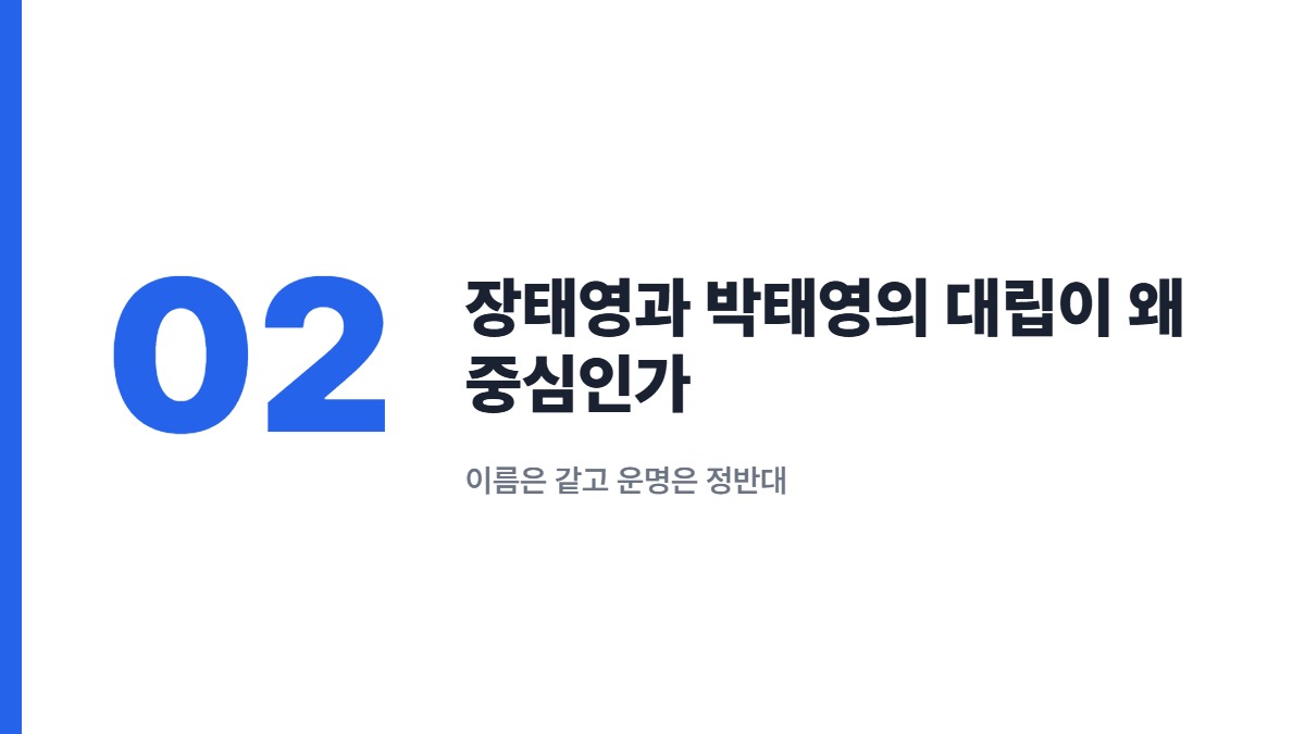 장태영과 박태영의 대립이 왜 중심인가 — 이름은 같고 운명은 정반대