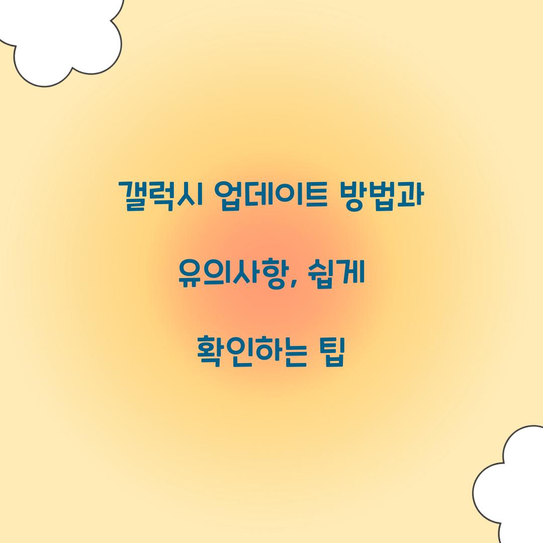 갤럭시 업데이트 방법