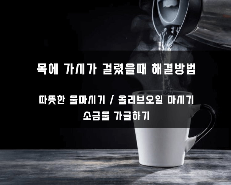 목에 가시가 걸렸을때 해결방법 - 따뜻한 물마시기, 올리브 오일마시기, 소금물 가글하기