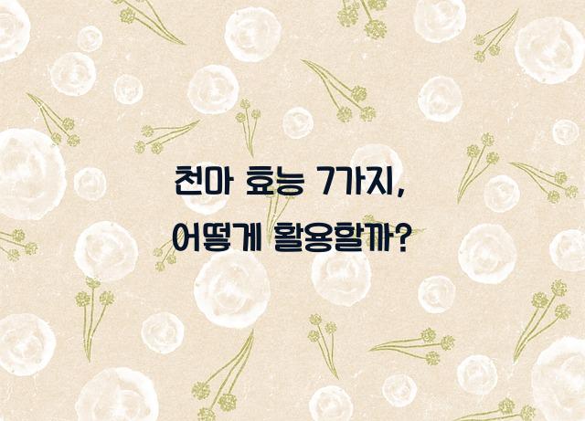 천마 효능