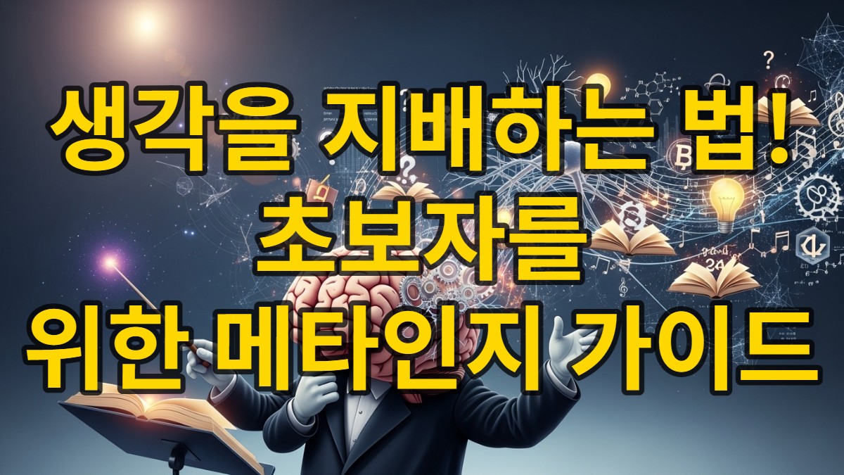 뇌 속의 지휘자가 다양한 학습 과정을 통솔하는 모습을 형상화한 메타인지 개념 이미지.