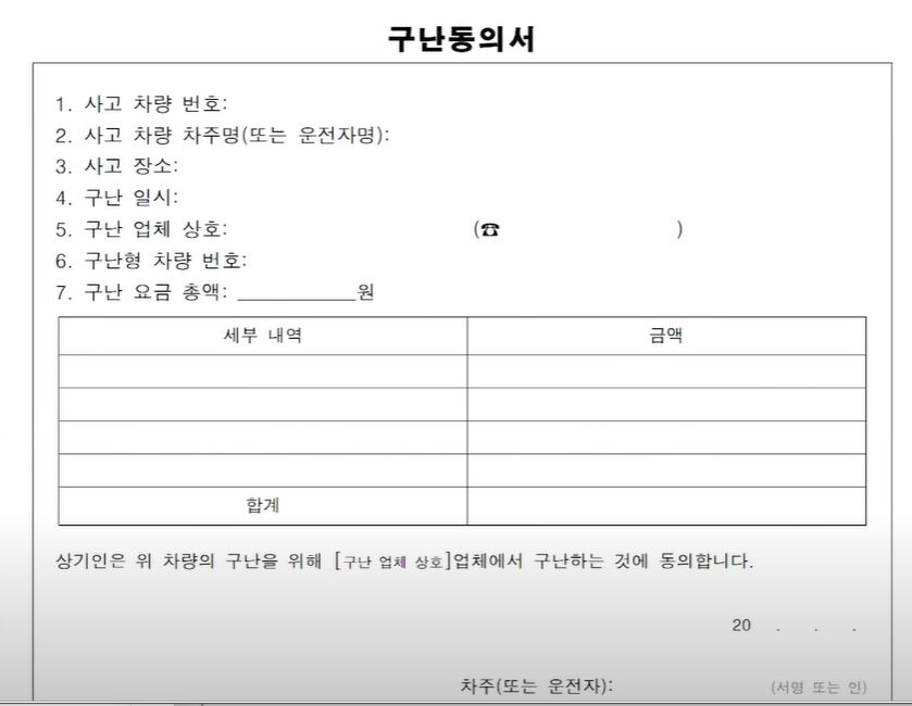 구난동의서