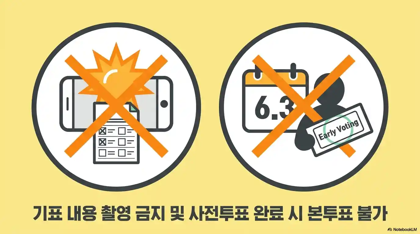 사전투표 기표 내용 촬영 금지 사전투표 완료시 본 투표 불가