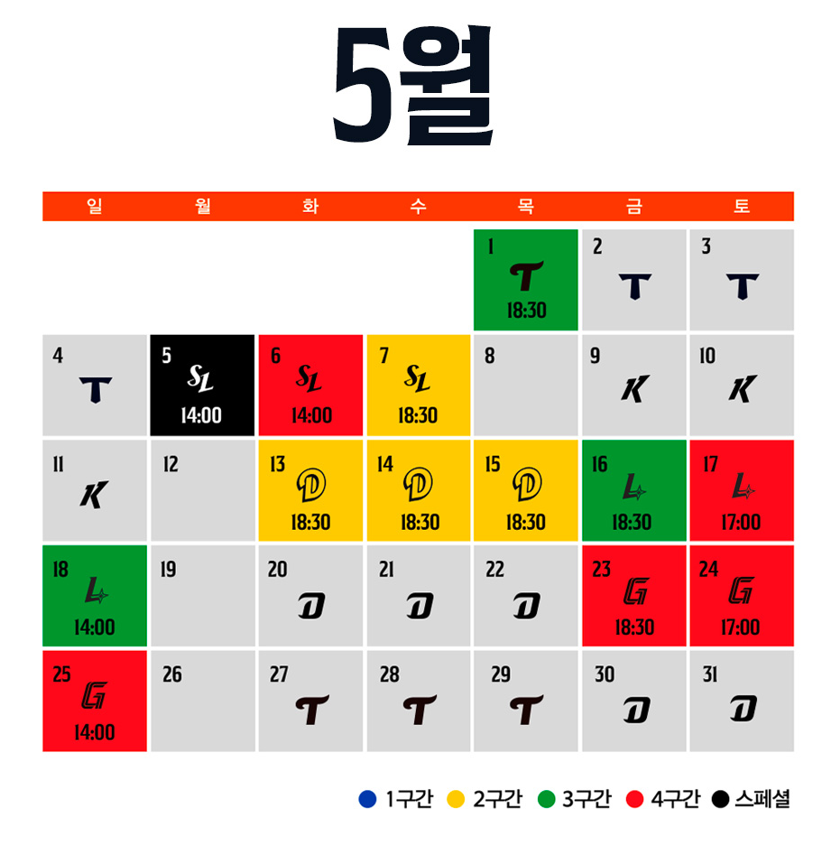 한화이글스 5월 경기일정