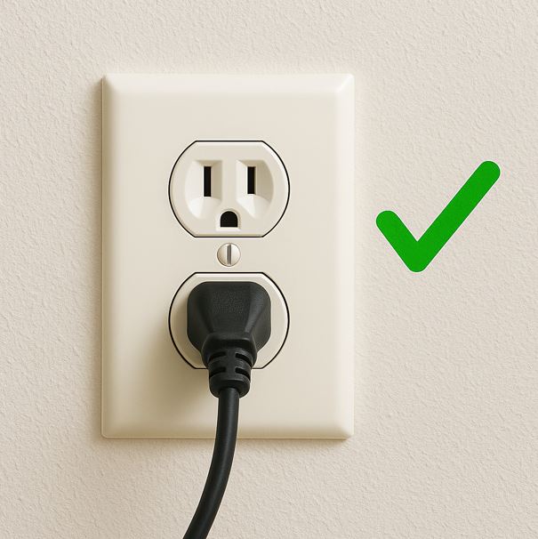 전기 코드가 안전하게 꽂혀있는 콘센트