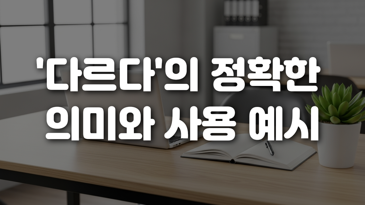 다르다 의 정확한 의미와 사용 예시
