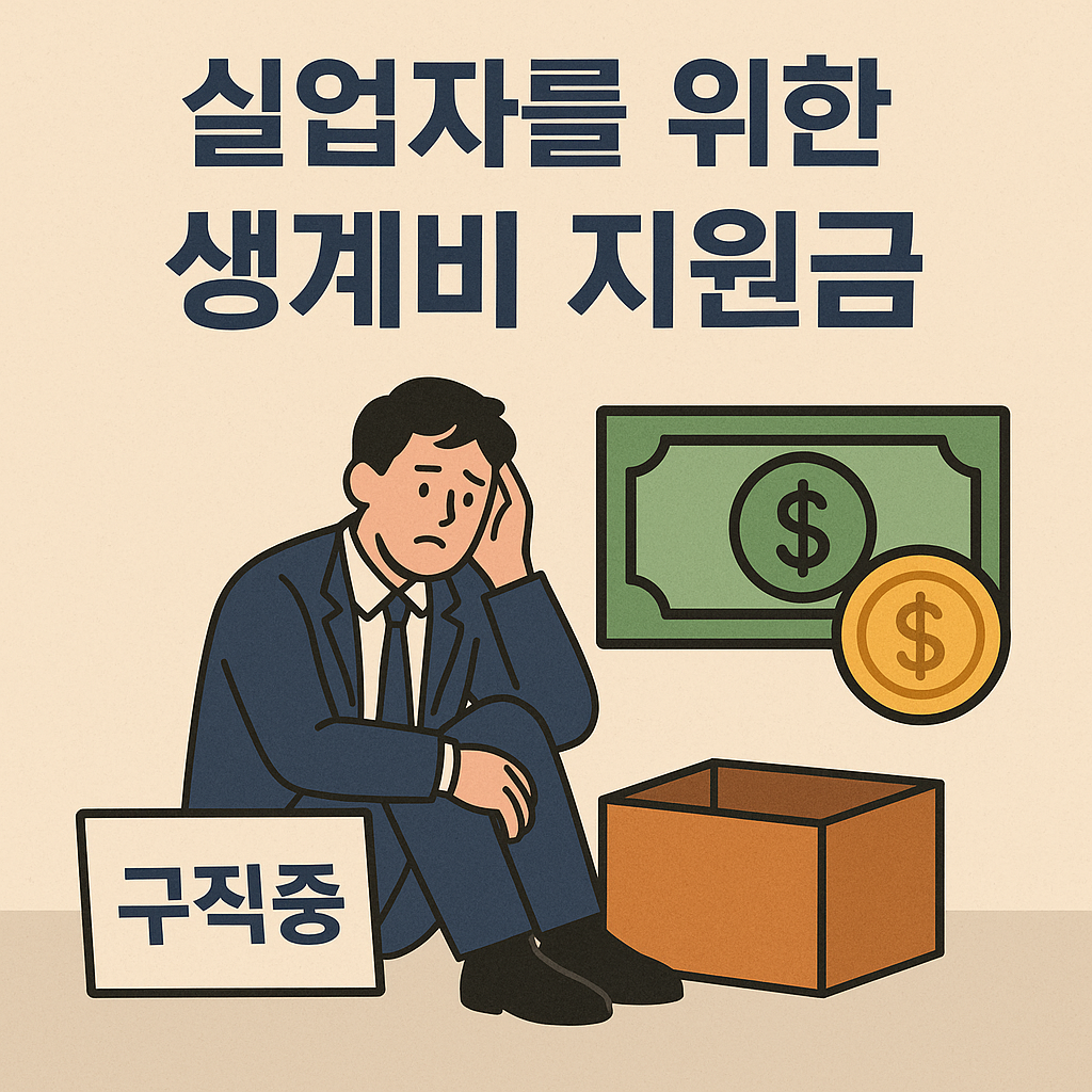 실업자를 위한 생계비 지원금 포스터 이미지