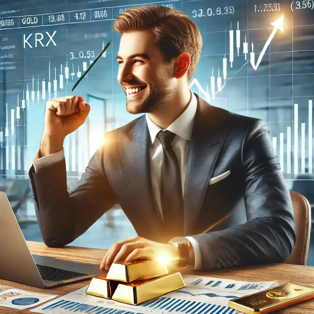 KRX 금 거래소 투자로 성공한 투자자가 기뻐하는 모습