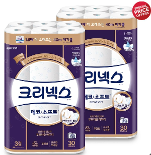 크리넥스 데코 &amp;소프트 3겹 40M 30롤