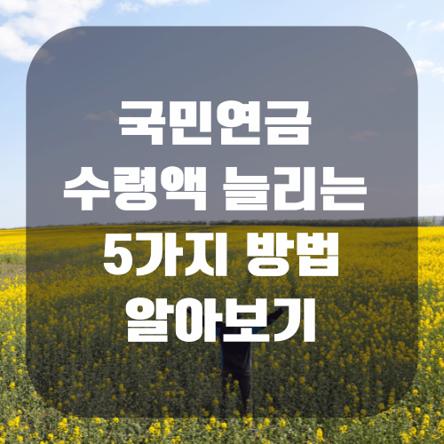 국민연금 수령액 늘리는 법|현실적으로 가능한 5가지 전략