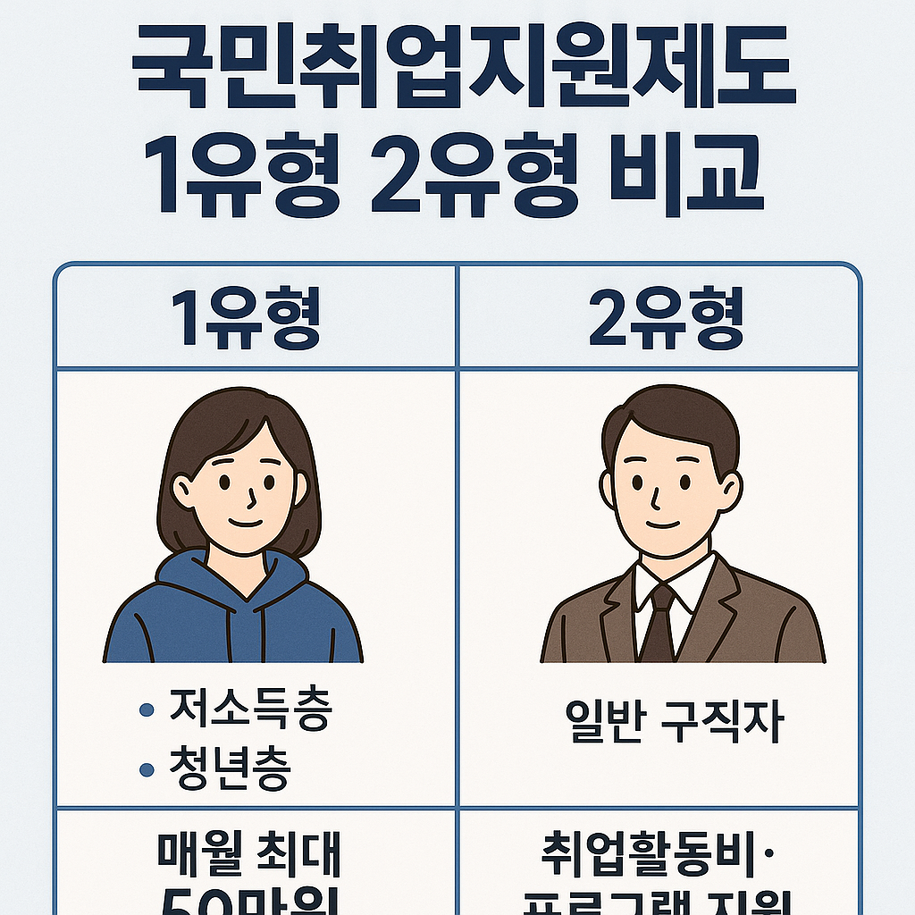 국민취업지원제도 1유형 2유형 비교