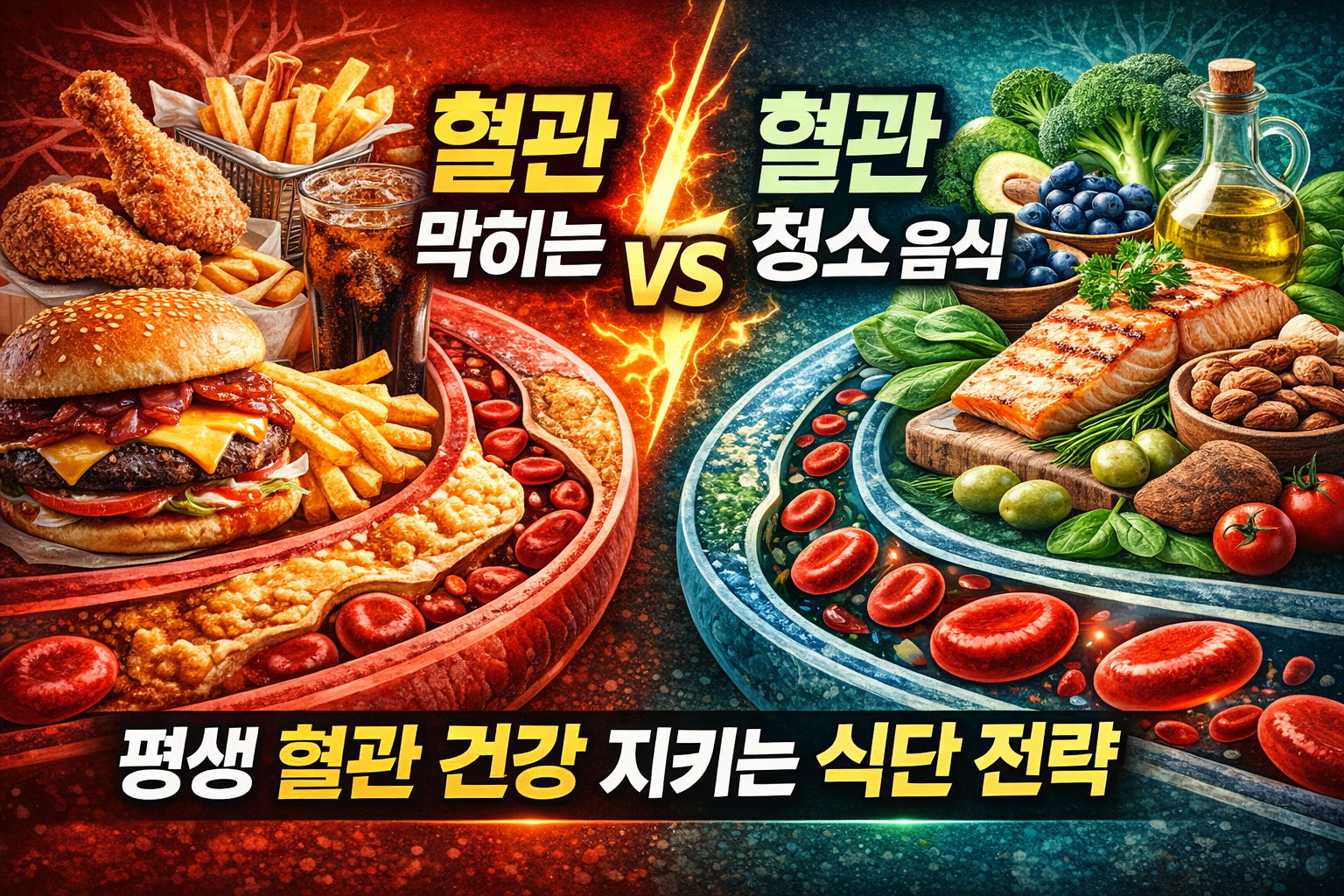 혈관 막히는 음식 vs 혈관 청소 음식 /평생 혈관 건강을 지키는 식단 전략